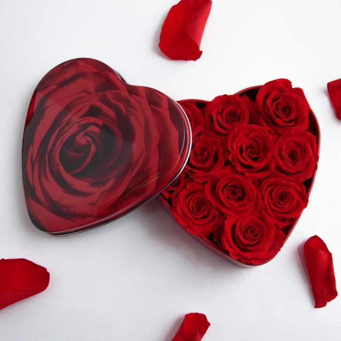 Rosenherz Rosendeko Geschenkbox (Rot)