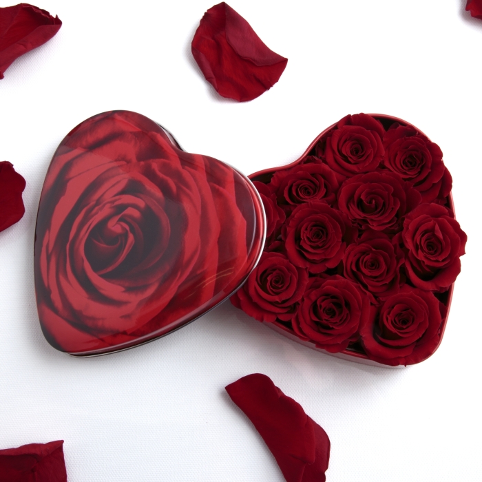 Deep Red Heart Roses Rose Heart Preserved Roses - Deep Red