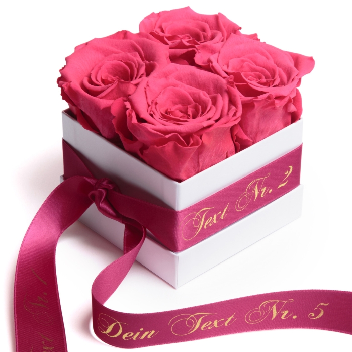 Infinity Rosenbox Weiß - ewige Rosen Pink - personalisierbar