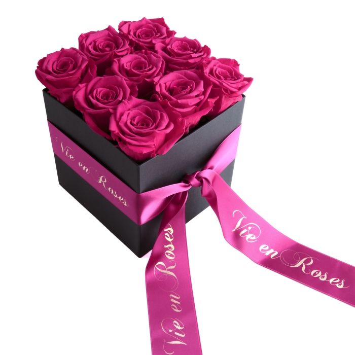 Konservierte Rosen Box La Vie en Roses (Pink, 9 Rosen)