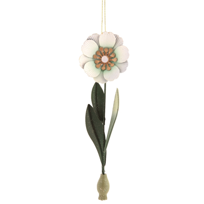 Christmas Rose Metal White for Hanging