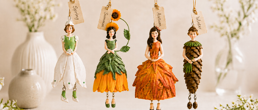 Flower Girl figurines representing spring, summer, autumn and winter decoration