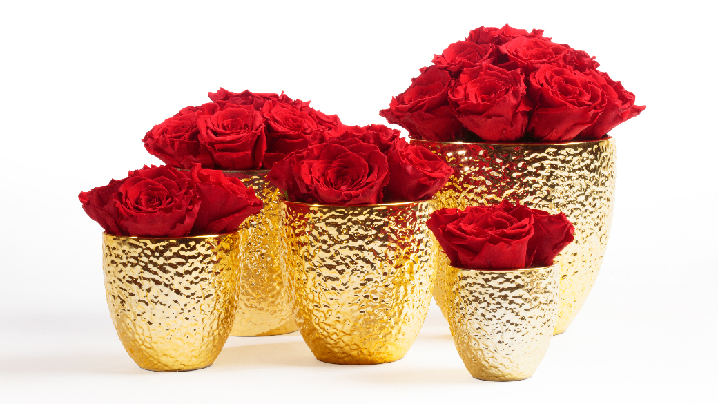 Infinity Rosen Gestecke in Rot und Gold in fünf Größen von S bis XXL
