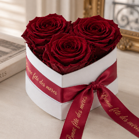 Rose éternelle à longue tige présentée dans un vase sec sans eau