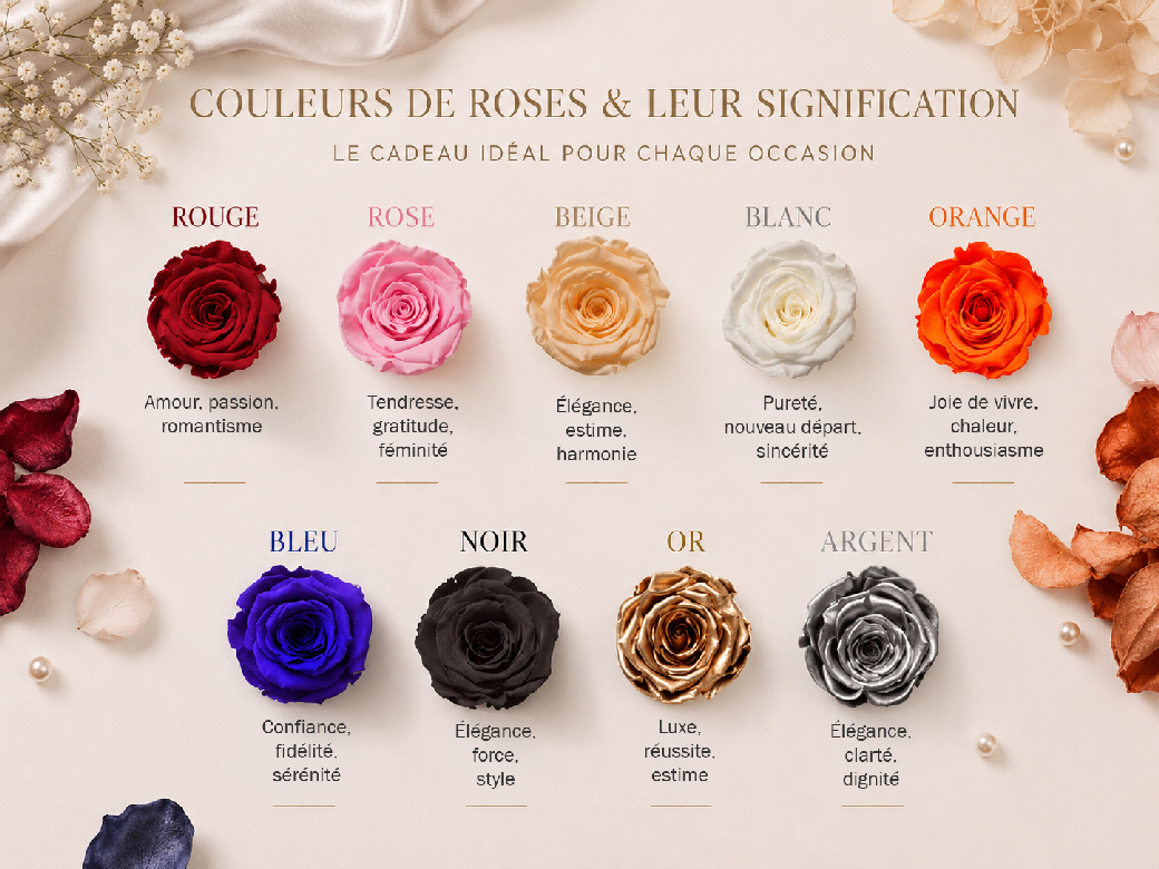 Couleurs de roses éternelles et leur signification pour différentes occasions