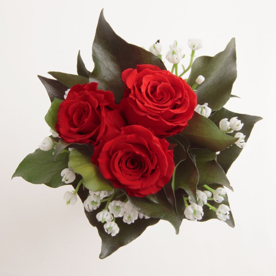 Blumenstrauß Biedermeier Strauß Rosenstrauß künstlich mit einer roten Rose 17 cm 