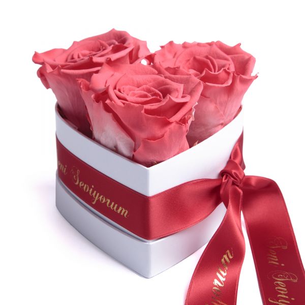 Blumenbox infinity 3 Rosen konserviert silberner Becher Blumen Hochzeitsgeschenk 